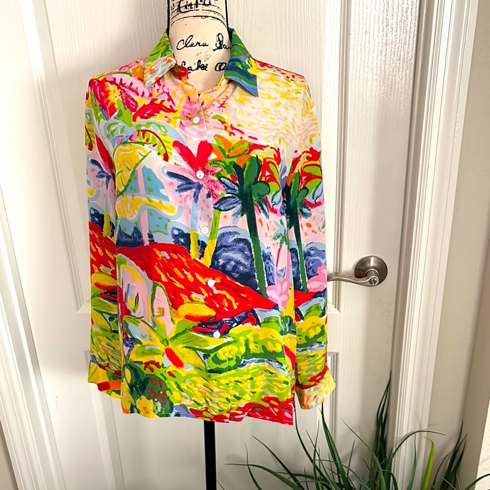 Michael Leu Colorful Tropical Print Button-Up Shirt